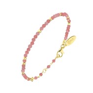 Bracelet Argent Doré Simple Perles Naturelles Quartz Rose Fraise