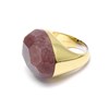 Bague En Argent Doré Ovale Luxe En Pierre Naturelle Quartz Fraise - vue V3
