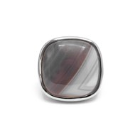 Bague à Volume Carrée En Argent Et Pierre Naturelle Agate Grise