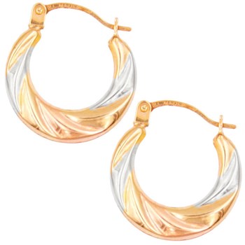 Boucles d'Oreilles Créoles Or Tricolore - Femme