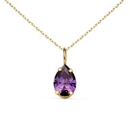 Collier - Pendentif Or Jaune 18 Carats 750/000 - Zirconium Améthyste - Chaine Dorée