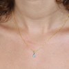 Collier - Pendentif Or 18 Carats 750/000 Jaune Topaze Bleue Goutte - Femme - vue V2