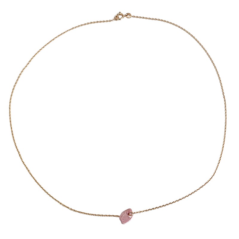 Collier caillou Rhodonite femme or