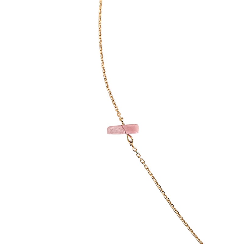 Collier caillou Rhodonite femme or - vue 3