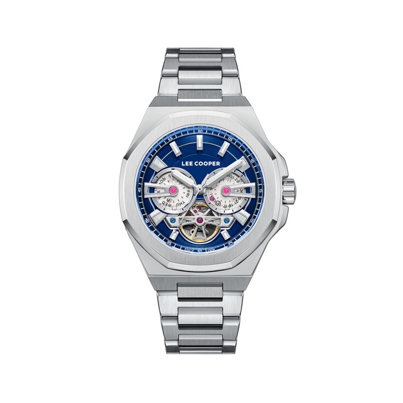 Montre homme - Analogique - Daniel - Boitier octogonale en métal - Cadran bleu