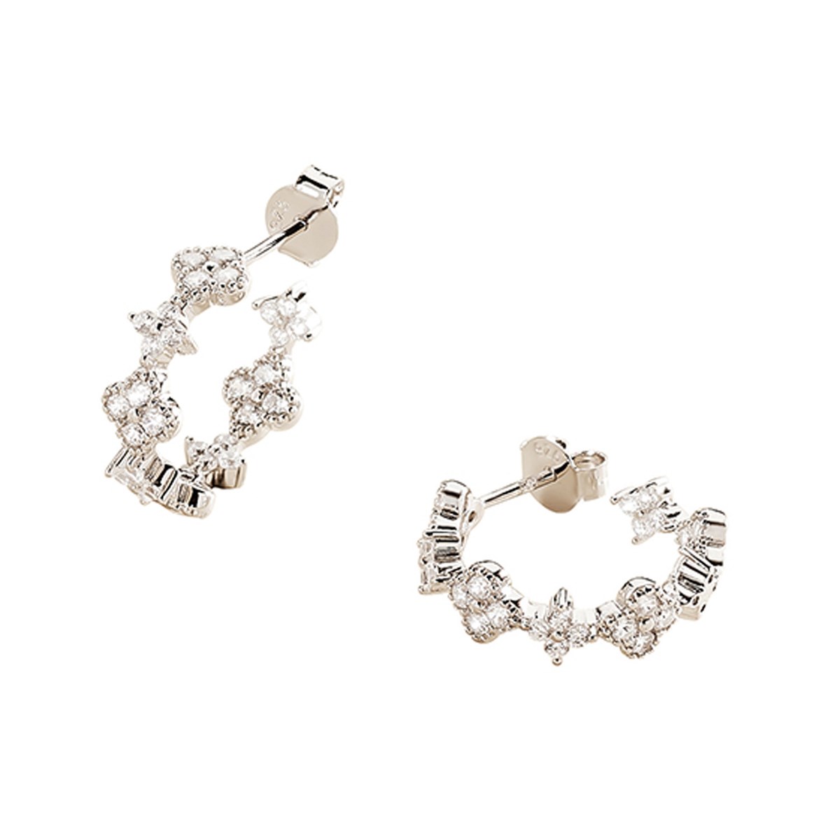 Créoles Agatha Beloved argent fleurs