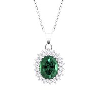 Collier Lotus Silver marguerite oxyde vert