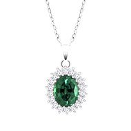 Collier Lotus Silver Marguerite zirconium vert