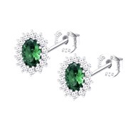 Clous d'oreille Lotus Silver Marguerite oxyde vert