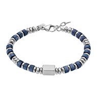 Bracelet Lotus Style Perles Bleues acier