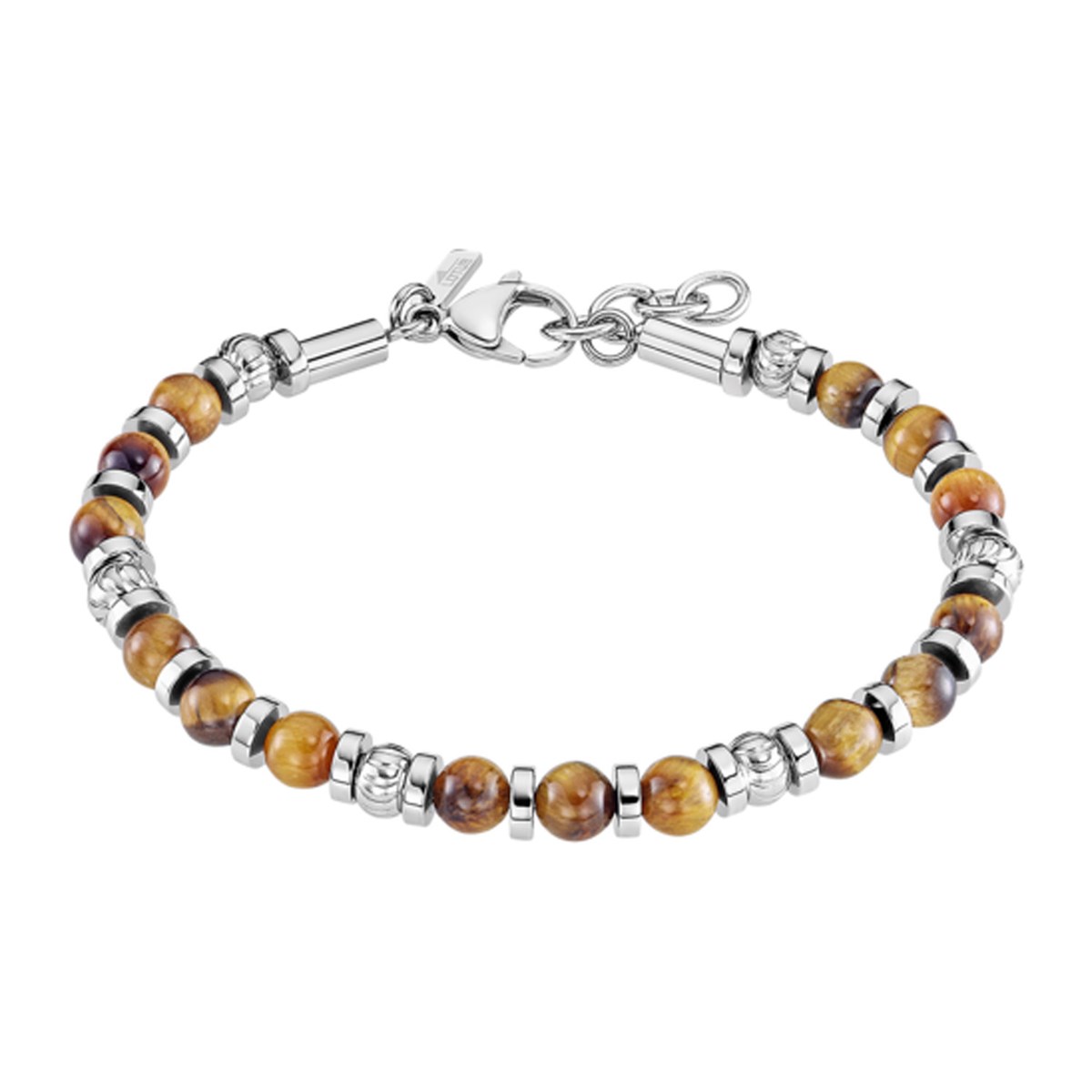 Bracelet Lotus Style Perles marrons Acier