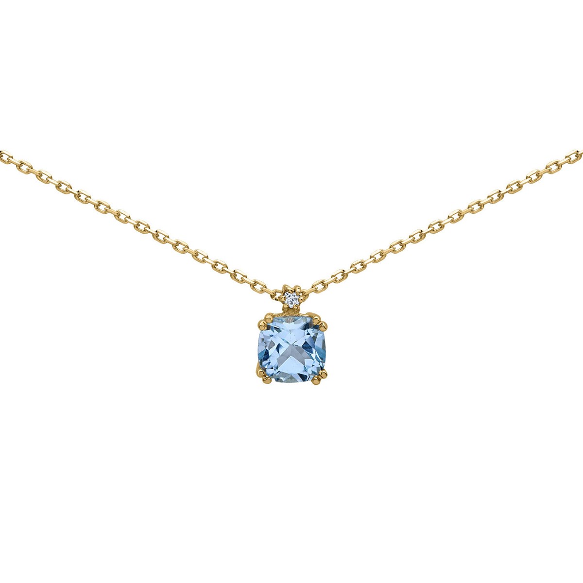 Collier or jaune 9 carats topaze blue london oxyde