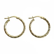 Boucles d'oreilles créoles torsadées or jaune 20 mm