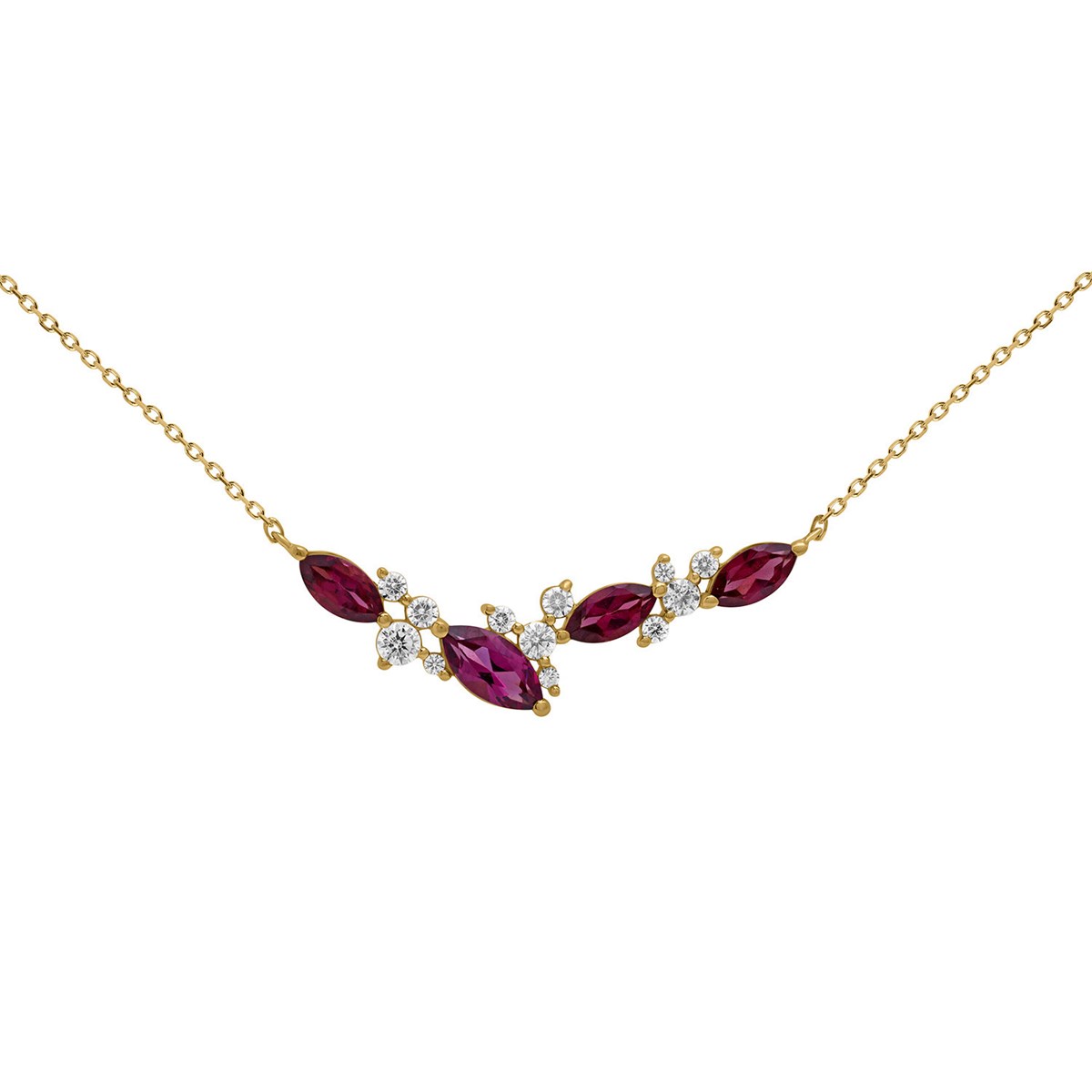 Collier Brillaxis or 18 carats rhodolite oxydes