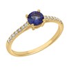 Solitaire accompagné or 18 carats tanzanite diamants - vue V1