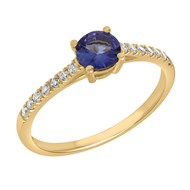 Solitaire accompagné or 18 carats tanzanite diamants