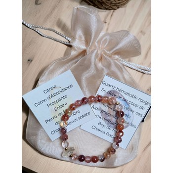 Damesarmband met citrien en rode hematoïde kwarts