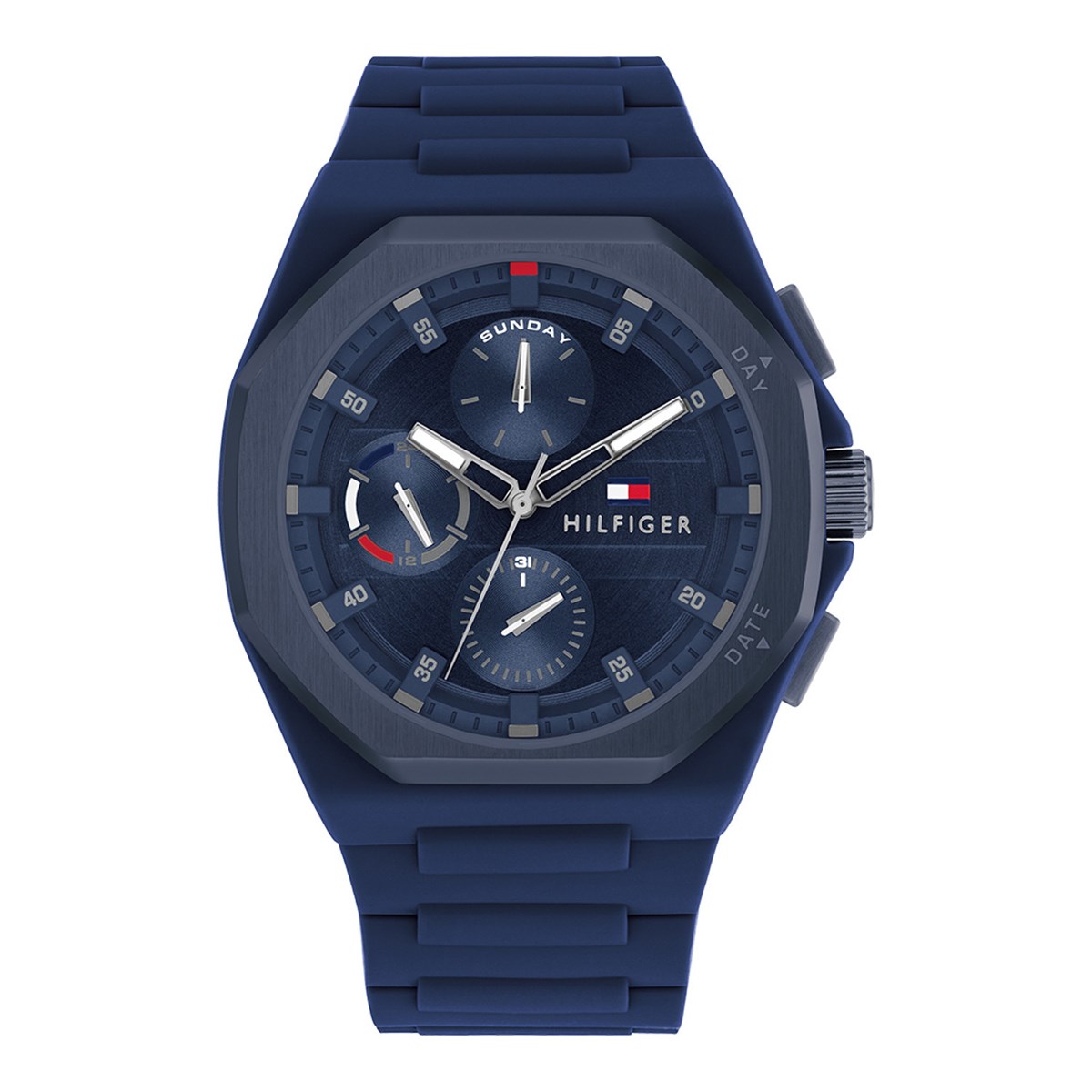 Montre Tommy Hilfiger chrono en silicone bleu marine