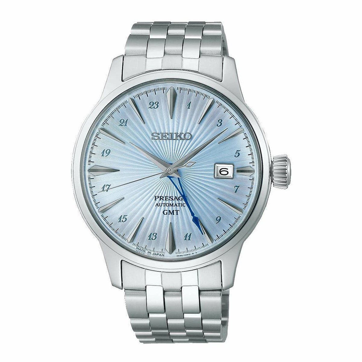 Montre Seiko Presage automatic cocktail GMT
fond bleu clair