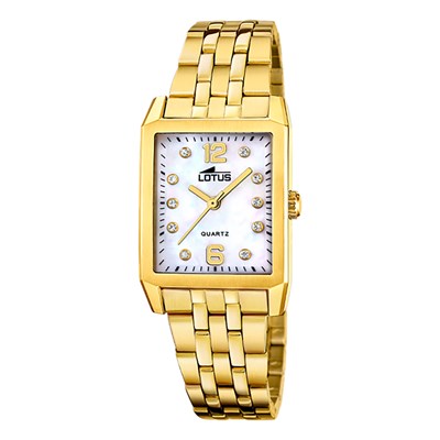Montre femme Lotus rectangulaire acier doré oxydes MATY