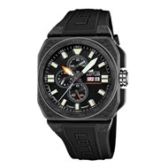 Montre Lotus carrée chrono caoutchouc noir