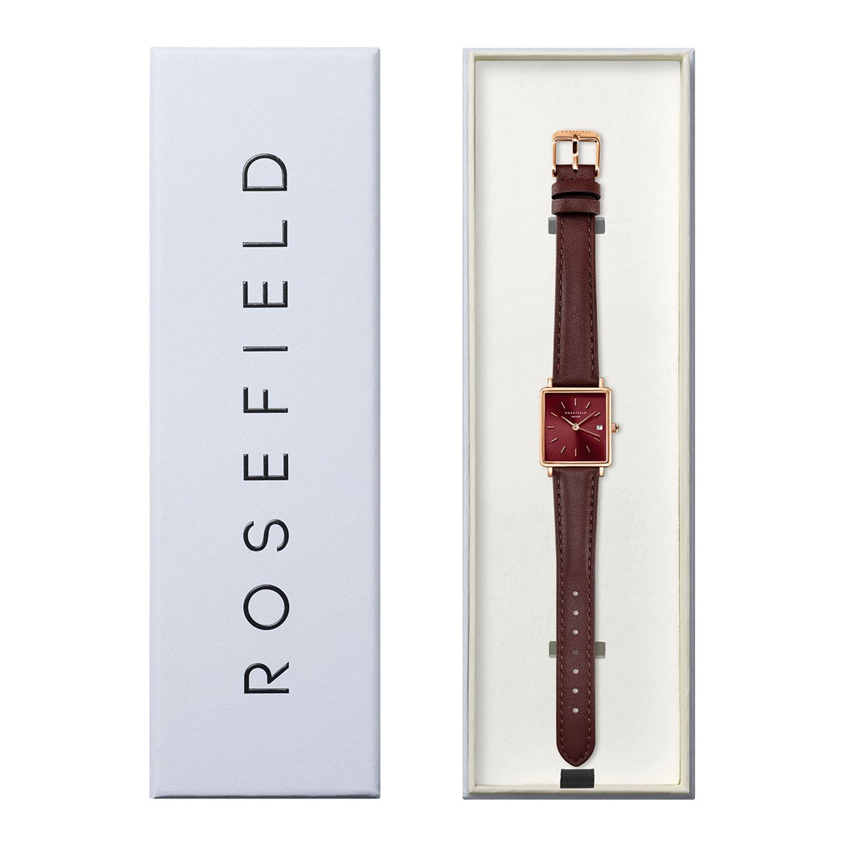 Montre femme Rosefield Boxy XS cuir marron foncé - vue 4