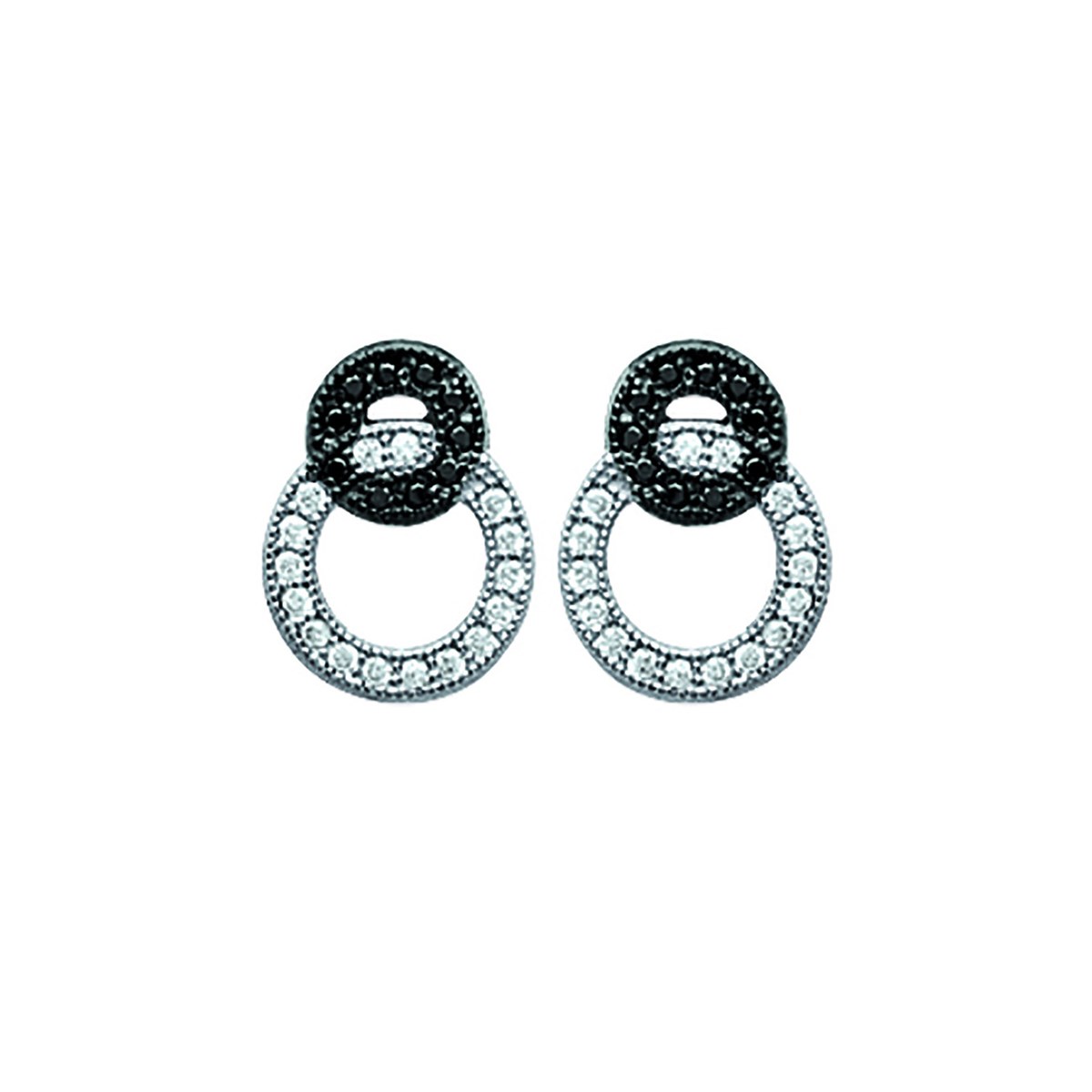 Boucles d'oreilles Brillaxis argent black et white