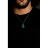 Collier mono-motif Mason en Acier 316L avec malachite vert - vue V2