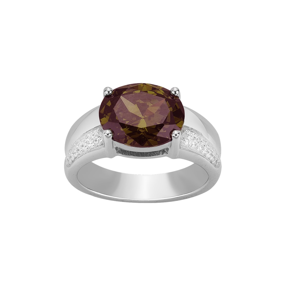 Bague en Argent avec oxyde de zirconium marron