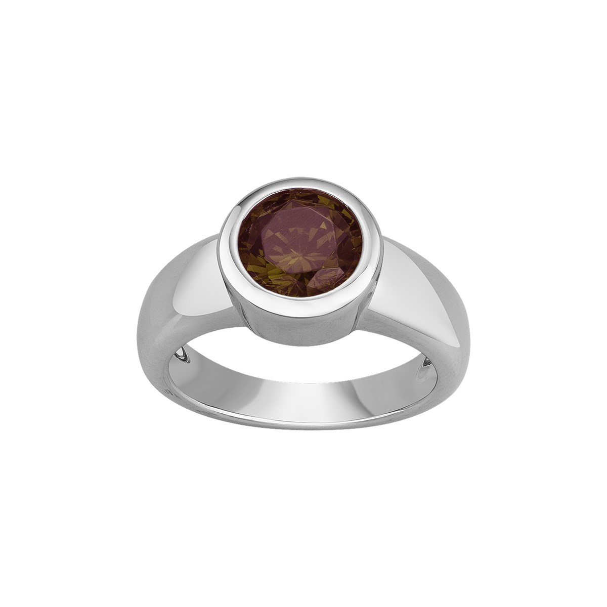 Bague en Argent avec oxyde de zirconium marron