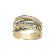 Bague en Plaqué Or avec oxyde de zirconium bleu saphir