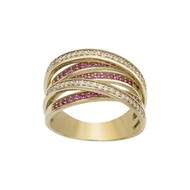 Bague en Plaqué Or avec oxyde de zirconium rouge rubis