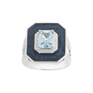 Bague en Argent avec oxyde de zirconium bleu topaze