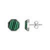 Boucles d'oreilles clous Mason en Acier 316L avec malachite vert - vue V1