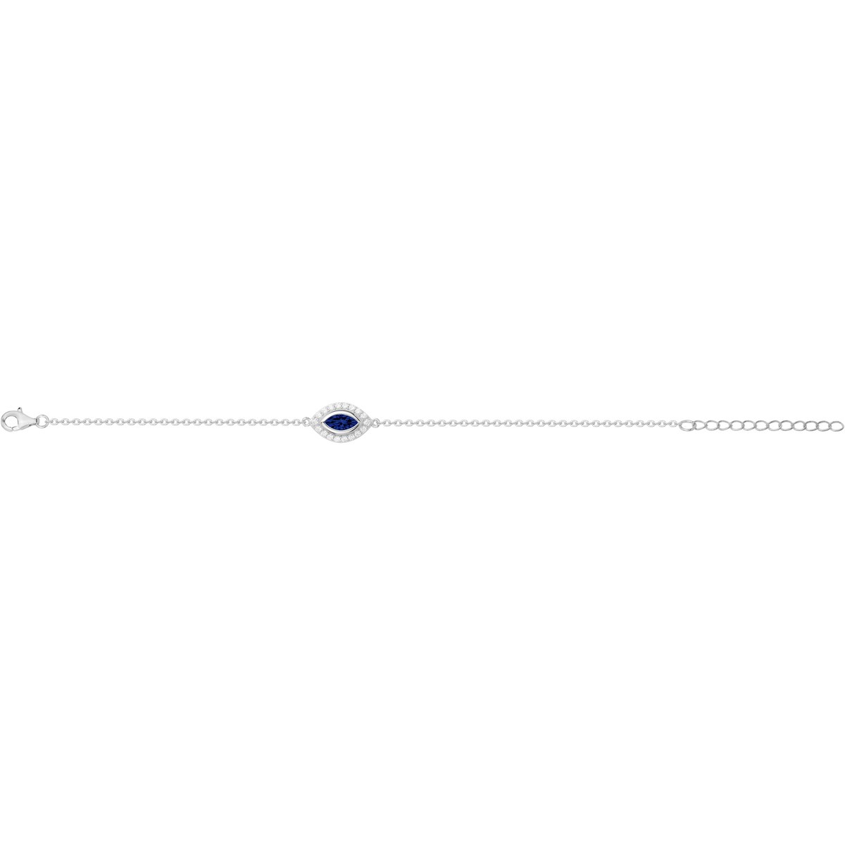 Bracelet souple mono-motif en Argent avec oxyde de zirconium bleu saphir