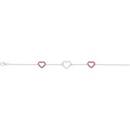 Bracelet souple multi-motifs en Argent avec oxyde de zirconium rouge rubis