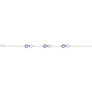 Bracelet souple multi-motifs en Argent avec oxyde de zirconium bleu saphir