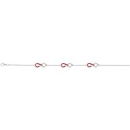 Bracelet souple multi-motifs en Argent avec oxyde de zirconium rouge rubis
