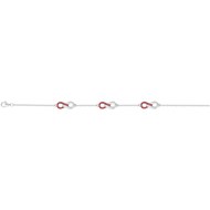 Bracelet souple multi-motifs en Argent avec spinelle rouge rubis