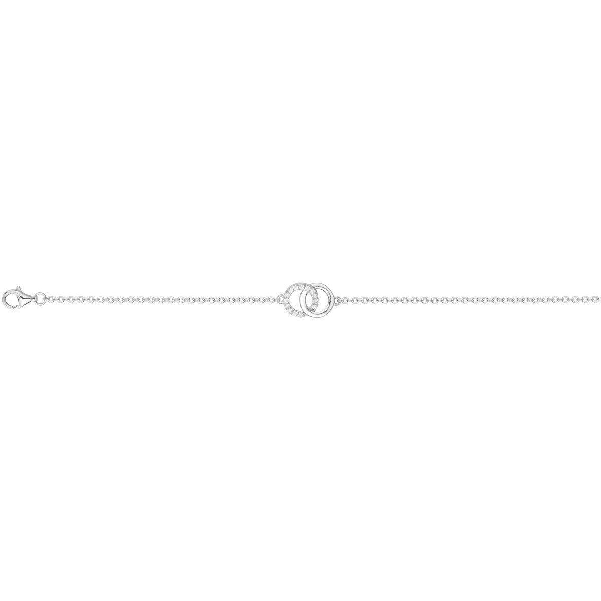 Bracelet souple mono-motif en Argent avec oxyde de zirconium blanc