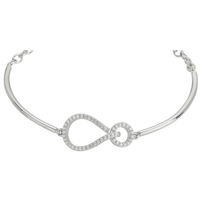 Bracelet semi-rigide en Argent avec oxyde de zirconium blanc