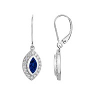Boucles d'oreilles dormeuses en Argent avec oxyde de zirconium bleu saphir