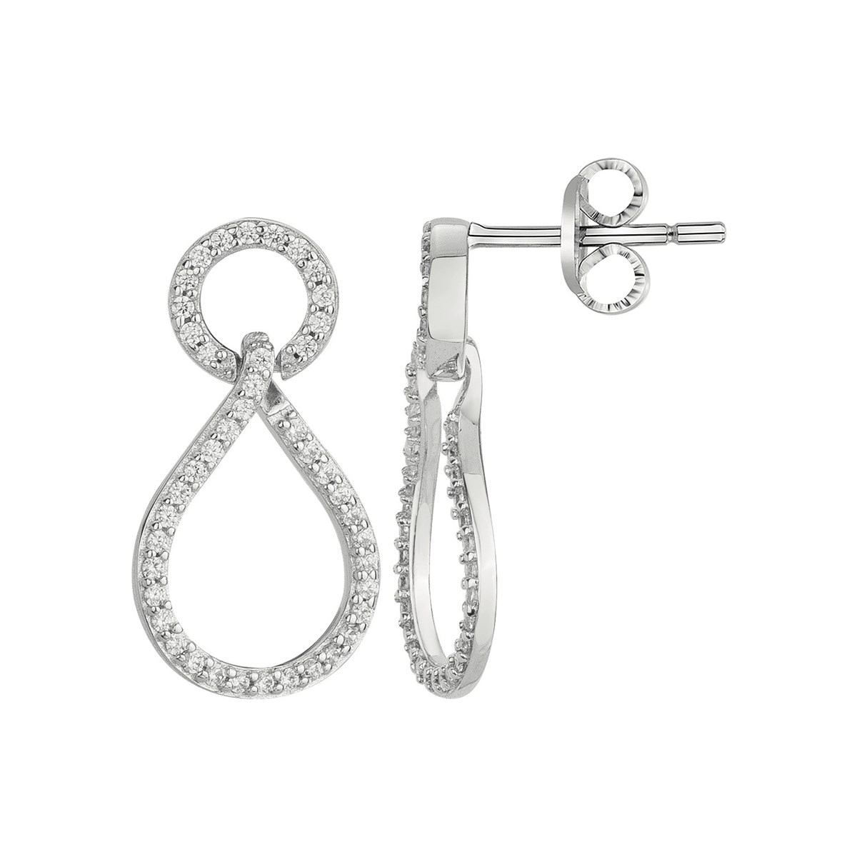 Boucles d'oreilles pendantes en Argent avec oxyde de zirconium blanc