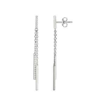 Boucles d'oreilles pendantes en Argent avec oxyde de zirconium blanc