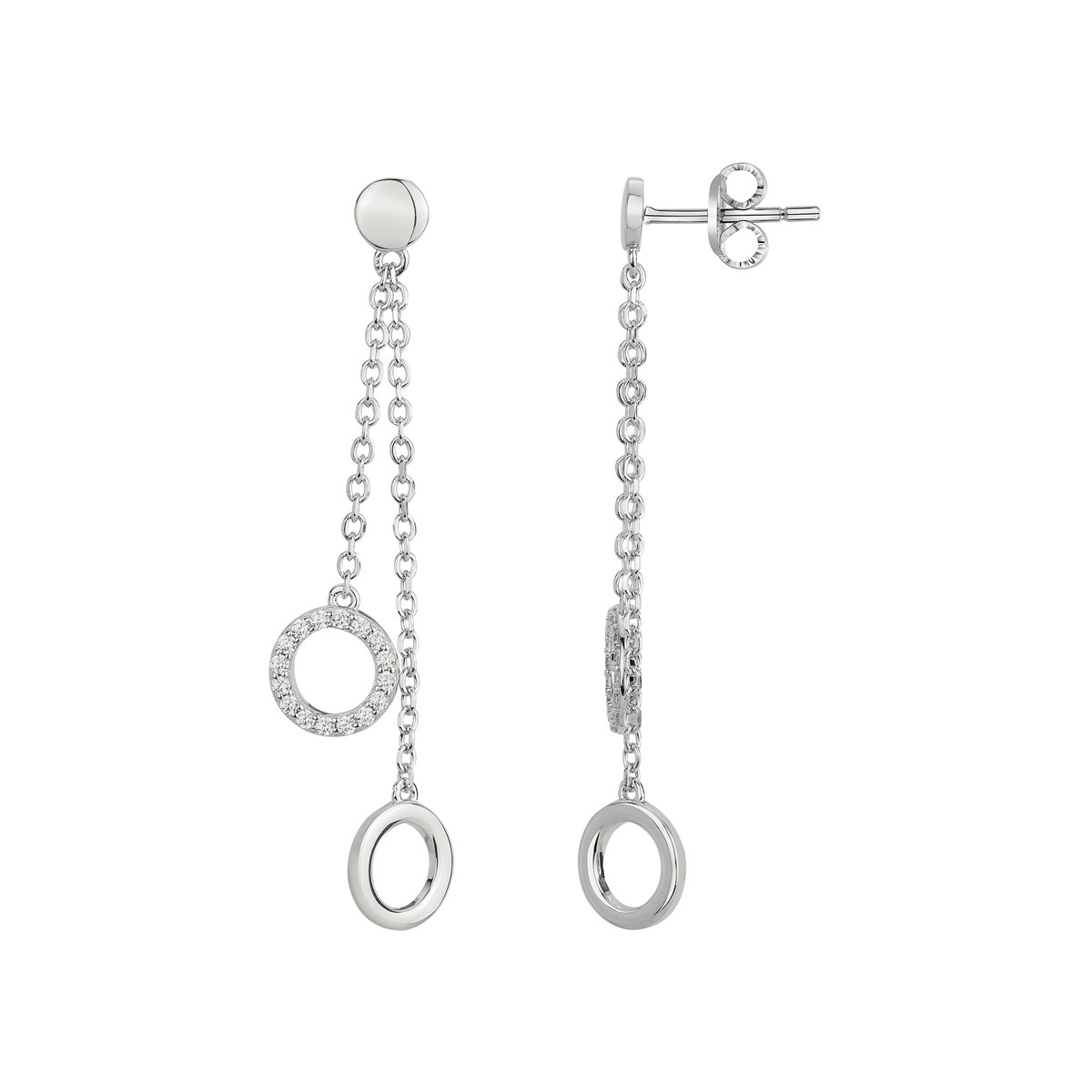 Boucles d'oreilles pendantes en Argent avec oxyde de zirconium blanc