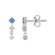 Boucles d'oreilles clous en Argent avec spinelle bleu topaze