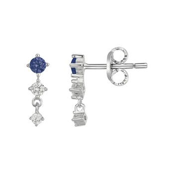 Boucles d'oreilles clous en Argent avec oxyde de zirconium bleu saphir