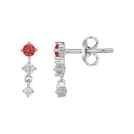 Boucles d'oreilles clous en Argent avec oxyde de zirconium rouge rubis