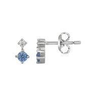 Boucles d'oreilles clous en Argent avec oxyde de zirconium bleu topaze