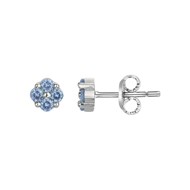 Boucles d'oreilles clous en Argent avec oxyde de zirconium bleu topaze